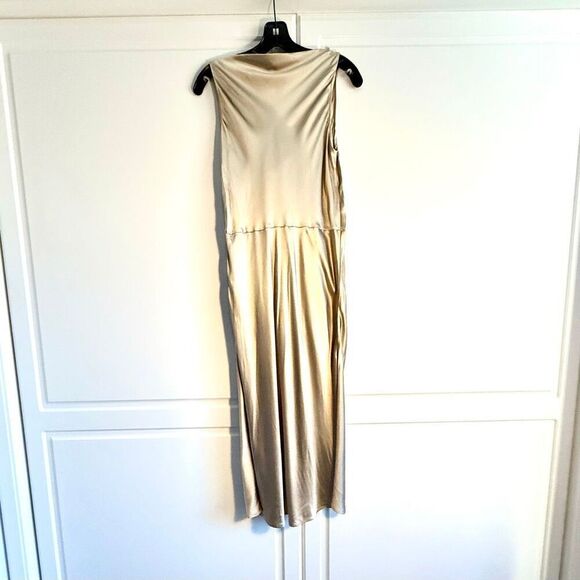 NWT BOSS “Dawida” satin cowl neck midi dress in champagne gold Size 8 - Picture 11 of 16
